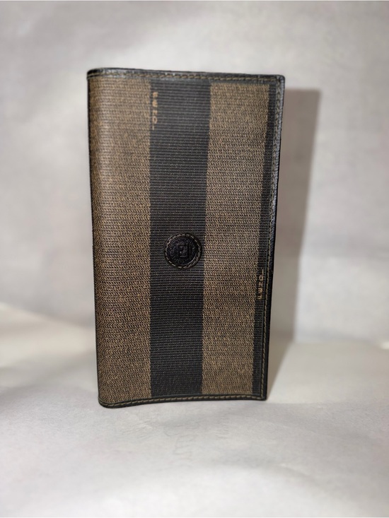 Fendi Handbags - Fendi Brown and Black Vertical Stripe Long Wallet